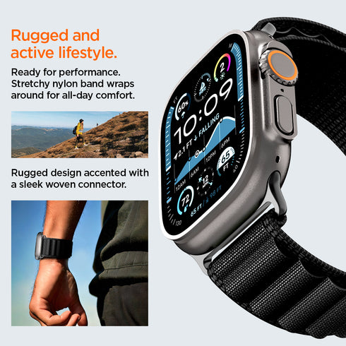 Spigen רצועת שעון WBF1 ל-Apple Watch – תואמת Ultra 3/2/1 (49mm), Series 11/10 (46mm), 9/8/7 (45mm), 6/5/4 (44mm)